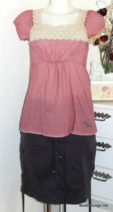 Vive Maria Top Shirt Blouse Summer Mosaic Berry Cotton Red Pink Flowers - Picture 1 of 5