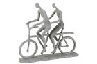 Dekorativer Paar Tandem Poly  Metal Grau  J-Line Statue Fahrrad Edel Gro