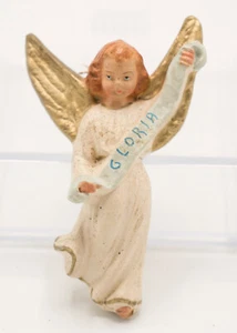 Vintage 4" Angel Holding Gloria Banner Nativity Replacement Figure Composite - Picture 1 of 9