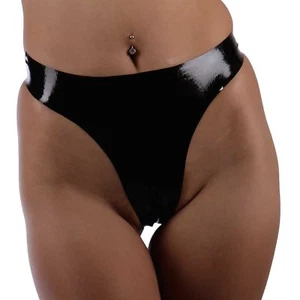 Brandneu schwarzes Bikiniunterteil aus Latexgummi (Einheitsgröße) - Bild 1 von 4