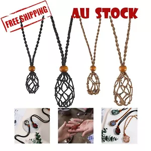 Empty Stone Holder Necklace Crystal Quartz Gemstone Cage Rope Cord Pendant DIY - Picture 1 of 7