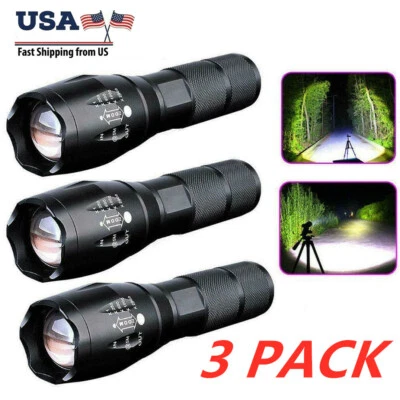 3 x Tactical 18650 Flashlight Ultrafire High Powered 5Modes Zoomable Aluminum
