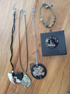 Лот ювелирных изделий ручной работы из муранского стекла глины перламутра ожерелья миллифиори - Изображение 1 из 4