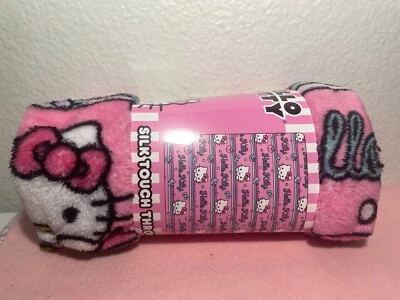Manta de viaje Sanrio Hello Kitty rosa lazo tacto de seda 40" x 50" NUEVA Foto 1 de 3