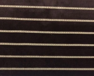 SILVER STATE LEXINGTON STRIPE CHOCOLATE BROWN VELVET FABRIC BY THE YARD 54"W - Picture 1 of 4