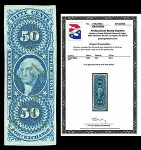 Scott R56a 1862 50c Imperf For. Exchange Revenue Used VF Cat $75 with PSE CERT - Picture 1 of 1