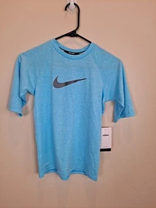 NIKE Big Boys Half Sleeve Hydroguard Swim UPF 40+ Blue T-Shirt Size M - Picture 1 of 6