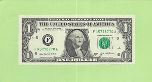 2003A ..UNCIRC $1  F 4577 8770 A  .... 2003A $1  F-A     NICE NOTE    77 & 77 - Picture 1 of 2