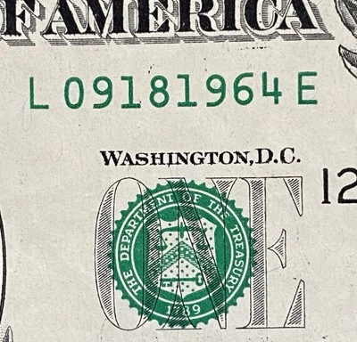 September18, 1964  Birthday Note Fancy Serial Number $1 Dollar Bill - Image 1 of 4