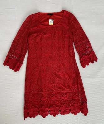Alfani Women's Dress Medium Chinese Red Lace Dressy Knee Length Shift New - Image 1 of 4