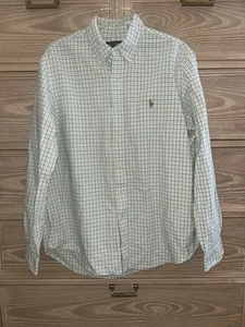 Ralph Lauren Polo Button Shirt Men’s Size Large White Plaid EUC - Picture 1 of 3