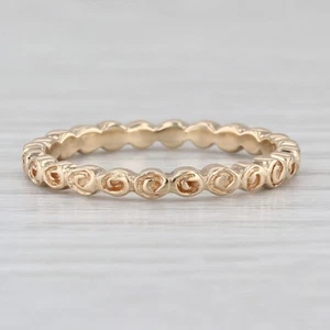 Authentic Pandora Small Roses Ring 150102 14k Yellow Gold Stackable Band 7.25 55 - Picture 1 of 9
