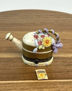 Porcelain Hinged Trinket Box National Home Gardening Club Watering Can - Picture 1 of 9
