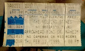 THE ROLLING STONES - NO SECURITY TOUR - FEB 11, 1999 - ARROWHEAD POND - TICKET - Picture 1 of 2