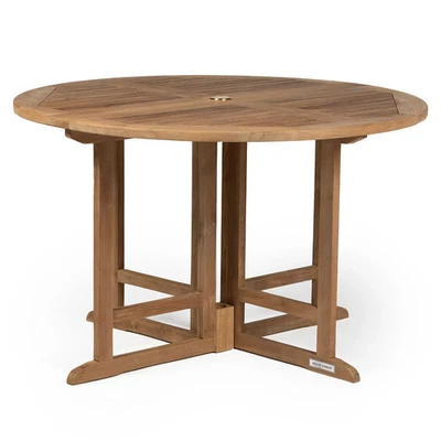 Ash & Ember Luna Grade A Teak 47" Round Dining Table, Drop Leaf Design - Image 1 of 4