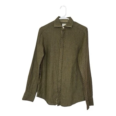 Murano Baird McNutt Men’s Linen Long Sleeve Olive Print Small Slim Fit - Image 1 of 4