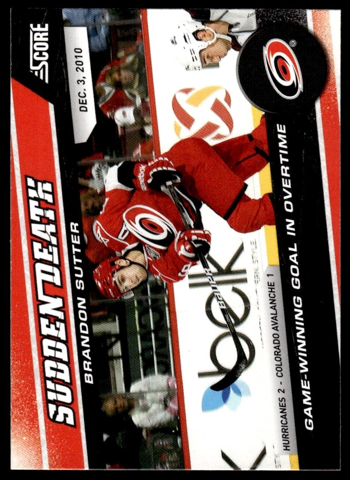 2011-12 Score Sudden Death Brandon Sutter Carolina Hurricanes #14 - Image 1 of 2