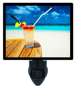 Kitchen and Bar Decorative Photo Night Light, Tropical Cocktail, Beach - Picture 1 of 4