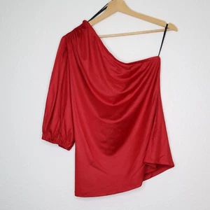 Marc New York Andrew top Large wine red One Shoulder Short Sleeve Cocktail NWT - Picture 1 of 6