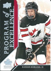 2019-20 UD Team Canada Juniors KAEDAN KORCZAK Program of Excellence #105