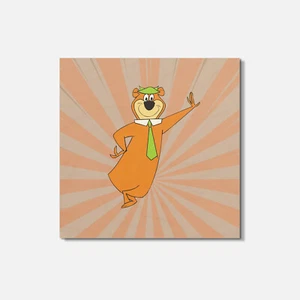 Yogi Bear Happy Cartoon 4'' X 4'' Square Wooden Coaster - Picture 1 of 3