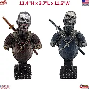 Zombie Samurai Bust Statue Undead Japanese Warrior Tabletop Sculpture Man Cave - Picture 1 of 32