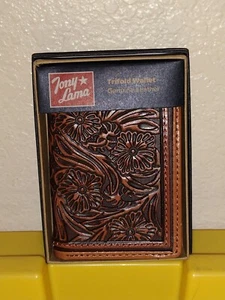 TONY LAMA TRIFOLD WALLET TONY LAMA MENS WESTERN WALLET  GENUINE LEATHER NEW  - Picture 1 of 10
