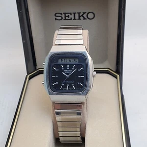 RARE VINTAGE SEIKO H556-5039 ANA-DIGI ALARM MEN'S WATCH NEW BATTERY IN BOX - Picture 1 of 10