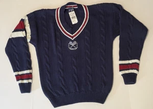Vintage 90s Gap Sweater Kids Tennis Varsity Size XL Cable Knit PREPPY Boys NWT - Picture 1 of 12