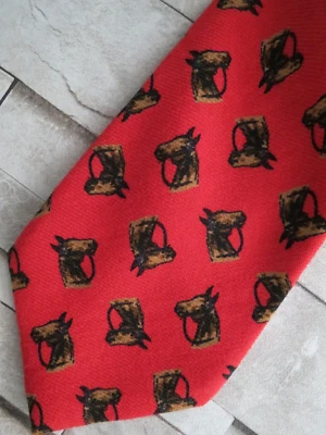 Rare VTG Polo Ralph Lauren Hand finished 100% wool red Horse textured dress tie - Image 1 of 4