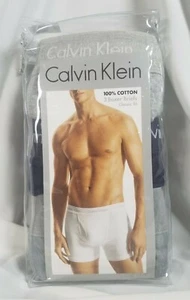 Calvin Klein 3 Boxer Briefs Classic Fit L Solid Gray Navy Blue Cotton SHIPS FREE - Picture 1 of 5