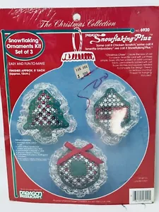 Vintage Paragon Needlecraft Snowflaking Ornaments Kit Set Of 3 #6920 New - Picture 1 of 2