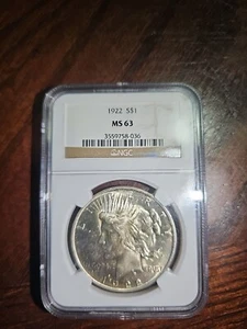 1922 MORGAN SILVER DOLLAR NGC GRADED MS63 - Picture 1 of 2