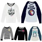 Justice Girls Long Sleeve Ringer Tees Unicorn Bunny Sequin 6 7 8 10 12 16/18