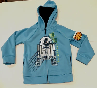 男孩星球大战拉链连帽衫 R2-D2 Astromech - 黑暗中发光 - 5 码 — 第 1/4 张图片