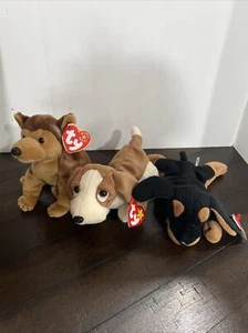 TY Beanie Babies Set Lot 3 Dogs Puppies Doby, Tracker, Courage - Picture 1 of 14
