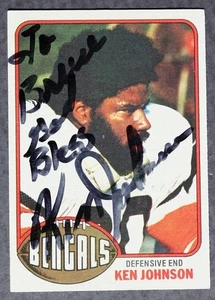 Cincinnati Bengals Ken Johnson handsigniert 1976 Topps Football Karte RAR --- - Bild 1 von 1
