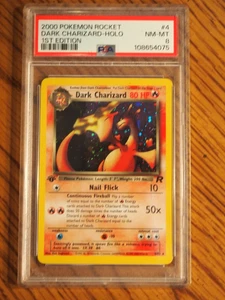 Pokemon 2000 1st Edition Team Rocket Dark Charizard rare foil card PSA 8 - Picture 1 of 21