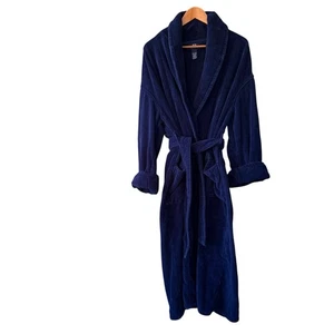 Vtg Stafford Thick Terry Cloth Bath Robe Mens Small Medium Navy Blue Brazil - Picture 1 of 5