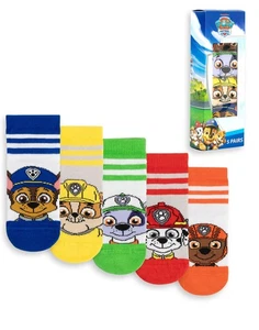 Paw Patrol Multi-Character Face Graphic Calf Socks Set of 5 Boys - Picture 1 of 9