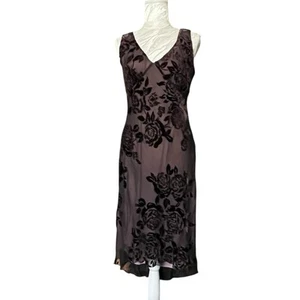 Vintage Gr. 6 Seide Schlupf Kleid Perlen Samt Ausbrenner Fee Goth Witchy dehnbar - Bild 1 von 12