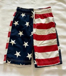 Boy Size 7/8 USA Swimsuit American Flag Bathing Suit Medium Kids Stars & Stripes - Picture 1 of 14