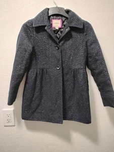 Mädchen Target Cherokee Mantel Kragen Glitzer Glitzer Bling Navy Blau Jacke L - Bild 1 von 11