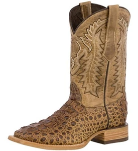 Botas vaqueras occidentales para hombre de cuero genuino con patrón de cocodrilo botas cuadradas de arena - Imagen 1 de 5