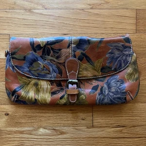 PATRICIA NASH Crossbody Clutch Cognac Blumenmuster Leder - Bild 1 von 12