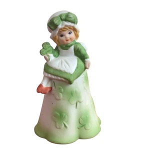 VTG Porcelain Bisque, Lego Irish Girl Bell Shamrock Clover - Picture 1 of 4