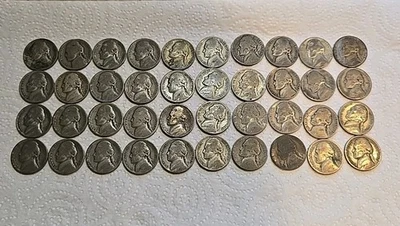 35% Silver War Nickels Roll Mix of Dates and Mint Marks Circulated Nickel Lot 3 - Image 1 of 4
