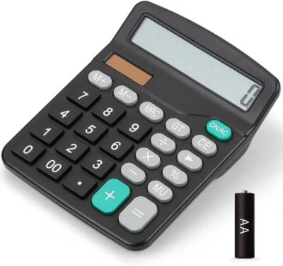 Desk Calculator 12 Digits Large LCD Display Electronic Calculator Black - Image 1 of 4