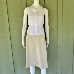 Robe chemise beige blanche T Tahari Anisa neuve avec étiquette 10 - Photo 1/4