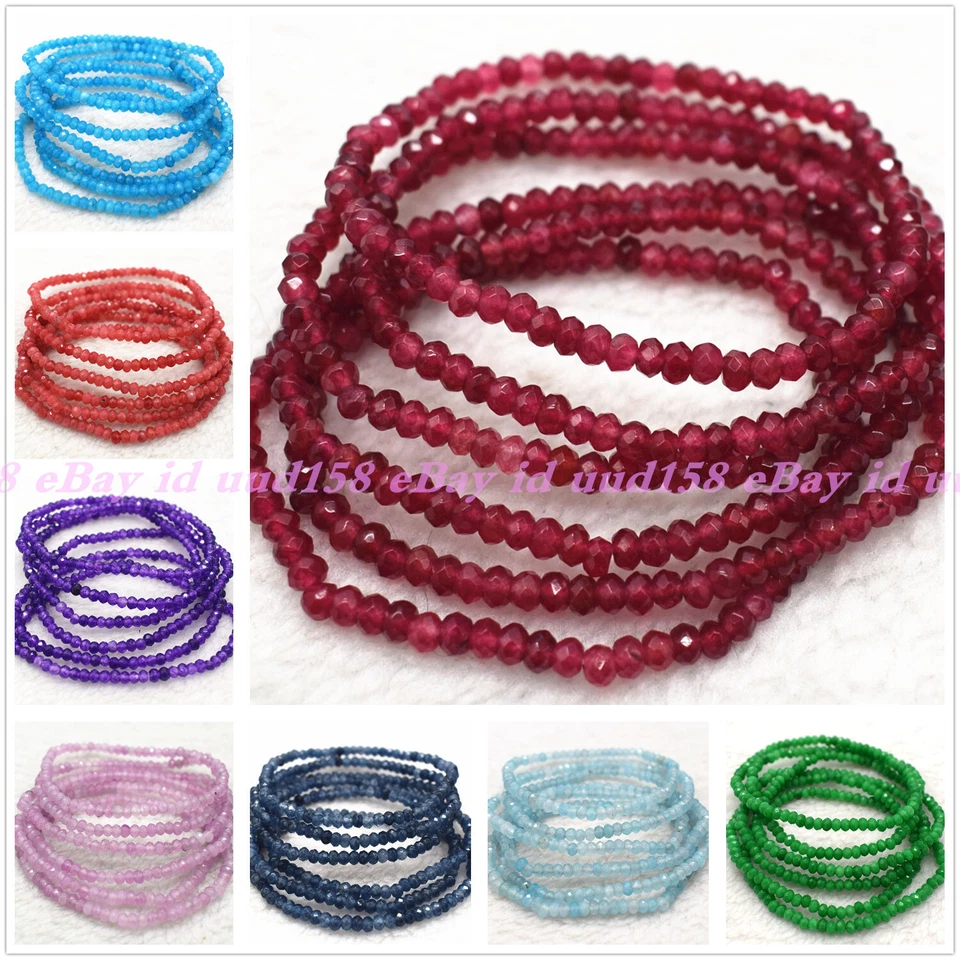 Wholesale 6 Pcs Natural Multicolor Gemstone 2x4mm 7.5” Crystal Healing Bracelet - Image 1 of 1